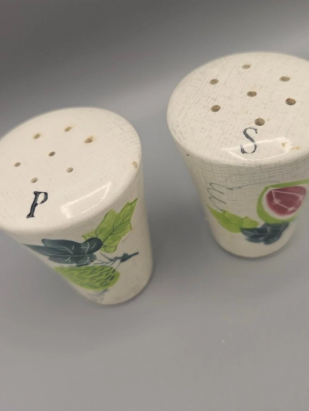 Vintage Ceramic Salt and Pepper Shakers with Fruit Design